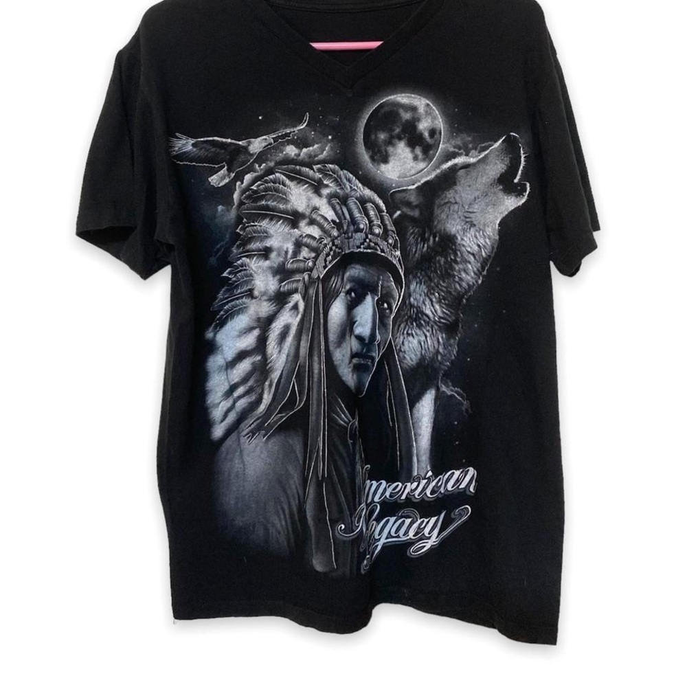 Wolf Moon Native American Graphic Shirt Y2K